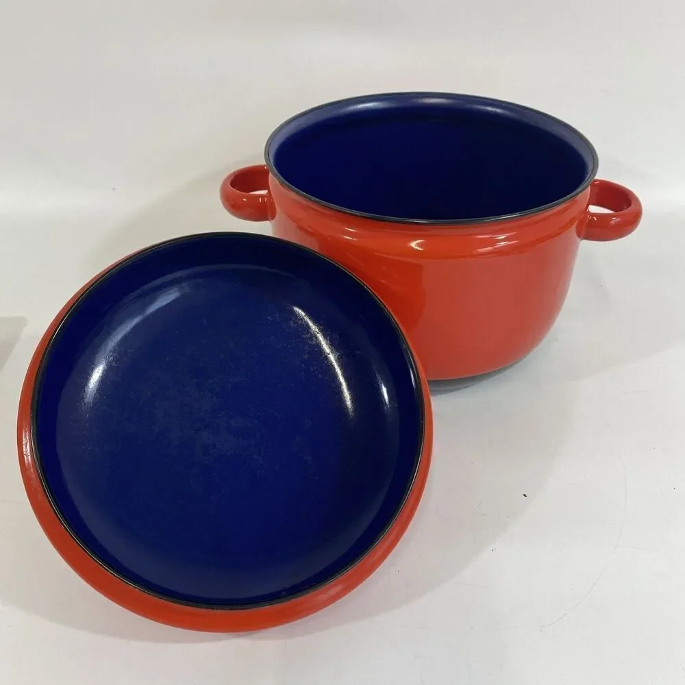 Carl Aubock Culinar Auswien Ostovics Red Enamel Pot Dutch Oven DANISH MODERN